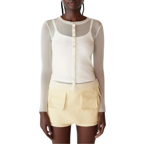 ORSEUND IRIS Matching Frou Frou Cardigan Mesh Long Sleeve Button Down Top - Picture 1 of 9